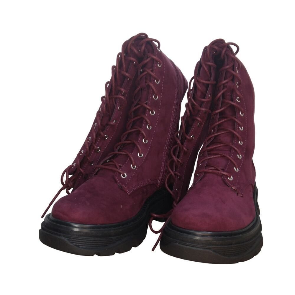 Just Fab Maxwell Cordovan Tall Womens NEW w/Box Platform Combat Boots- sz. 6 1/2